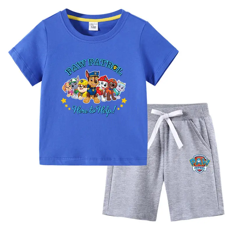 2023 Kids Paw Patrol T-Shirt & Shorts Set Blue Gray - Image 2