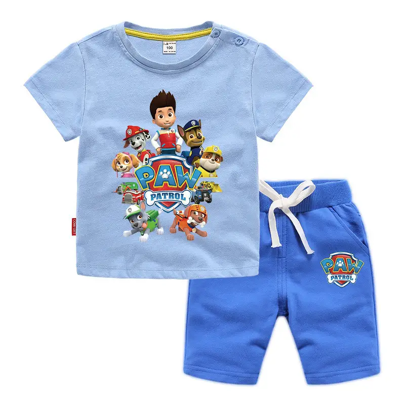 2023 Kids Cotton T-Shirt Shorts Set Wang Wang Team Black Yellow - Image 11