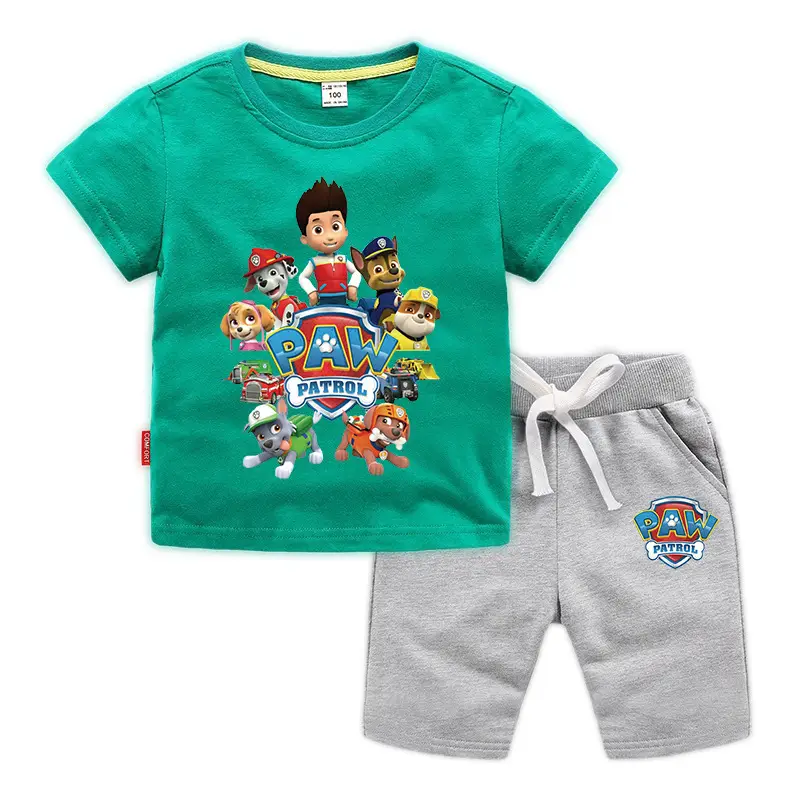 2023 Kids Cotton T-Shirt Shorts Set Wang Wang Team Black Yellow - Image 12