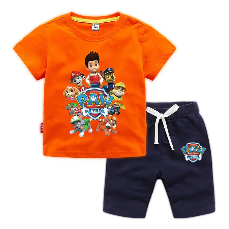 2023 Kids Cotton T-Shirt Shorts Set Wang Wang Team Black Yellow - Image 13