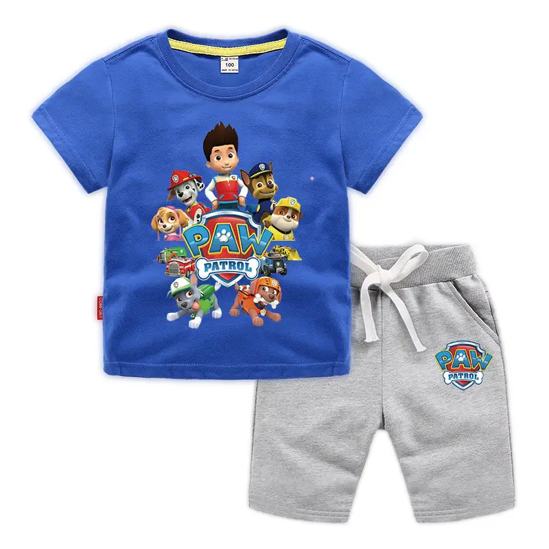 2023 Kids Cotton T-Shirt Shorts Set Wang Wang Team Black Yellow - Image 14