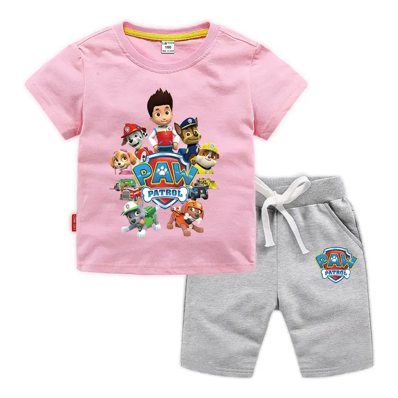 2023 Kids Cotton T-Shirt Shorts Set Wang Wang Team Black Yellow - Image 2