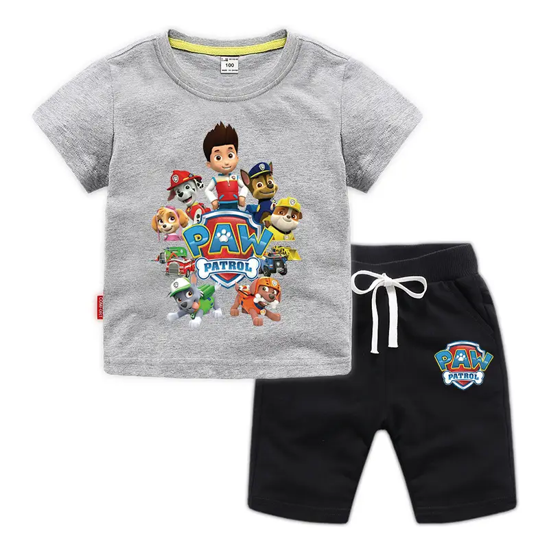 2023 Kids Cotton T-Shirt Shorts Set Wang Wang Team Black Yellow - Image 6