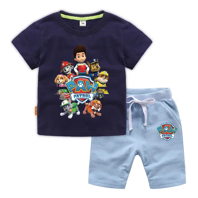 2023 Kids Cotton T-Shirt Shorts Set Wang Wang Team Black Yellow - Image 8