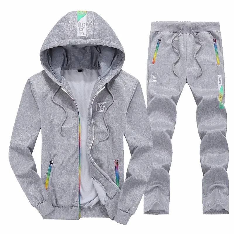 Men Navy Hooded Sweatpants Set Spring Autumn Casual