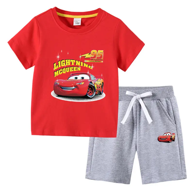 2023 Kids Cars T-Shirt Shorts Pink Black Cotton Set - Image 5