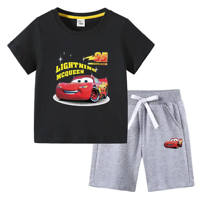 2023 Kids Cars T-Shirt Shorts Pink Black Cotton Set - Image 10