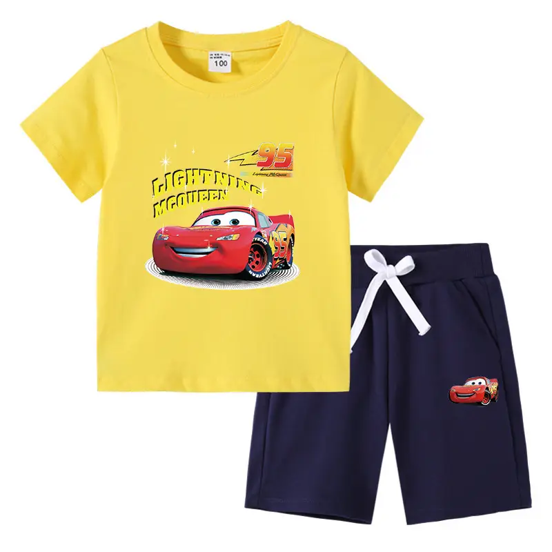2023 Kids Cars T-Shirt Shorts Pink Black Cotton Set - Image 12