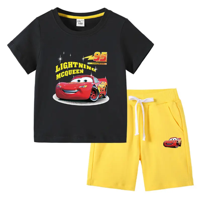 2023 Kids Cars T-Shirt Shorts Pink Black Cotton Set - Image 11