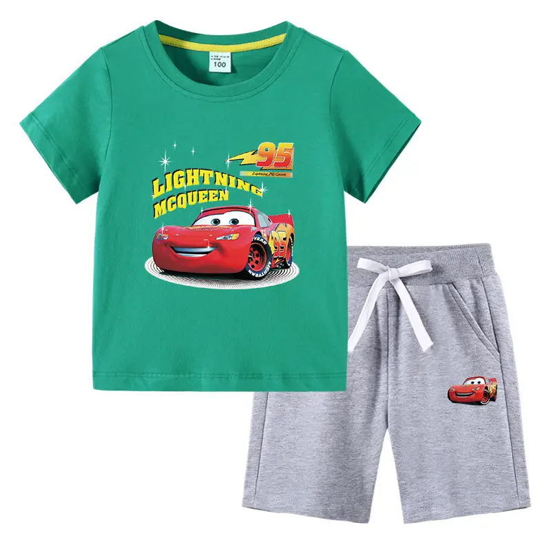 2023 Kids Cars T-Shirt Shorts Pink Black Cotton Set - Image 16