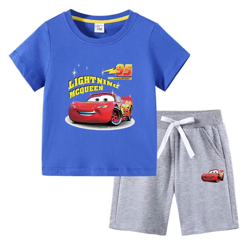 2023 Kids Cars T-Shirt Shorts Pink Black Cotton Set - Image 2
