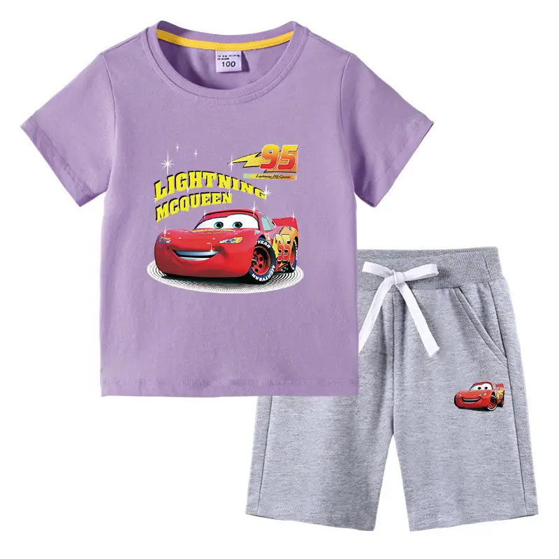 2023 Kids Cars T-Shirt Shorts Pink Black Cotton Set - Image 21