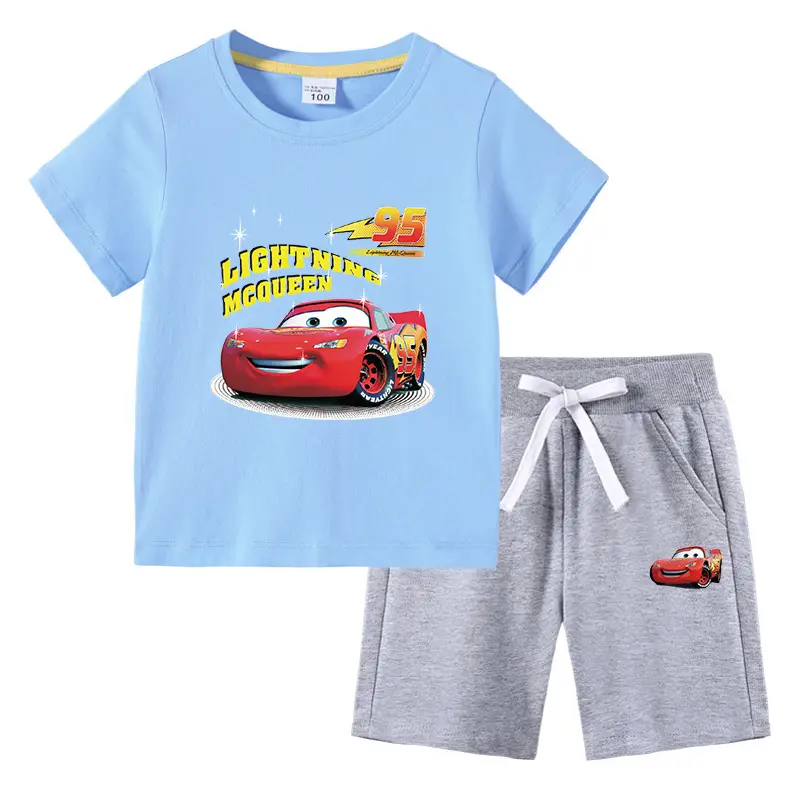 2023 Kids Cars T-Shirt Shorts Pink Black Cotton Set - Image 6