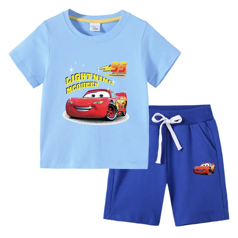 2023 Kids Cars T-Shirt Shorts Pink Black Cotton Set - Image 7