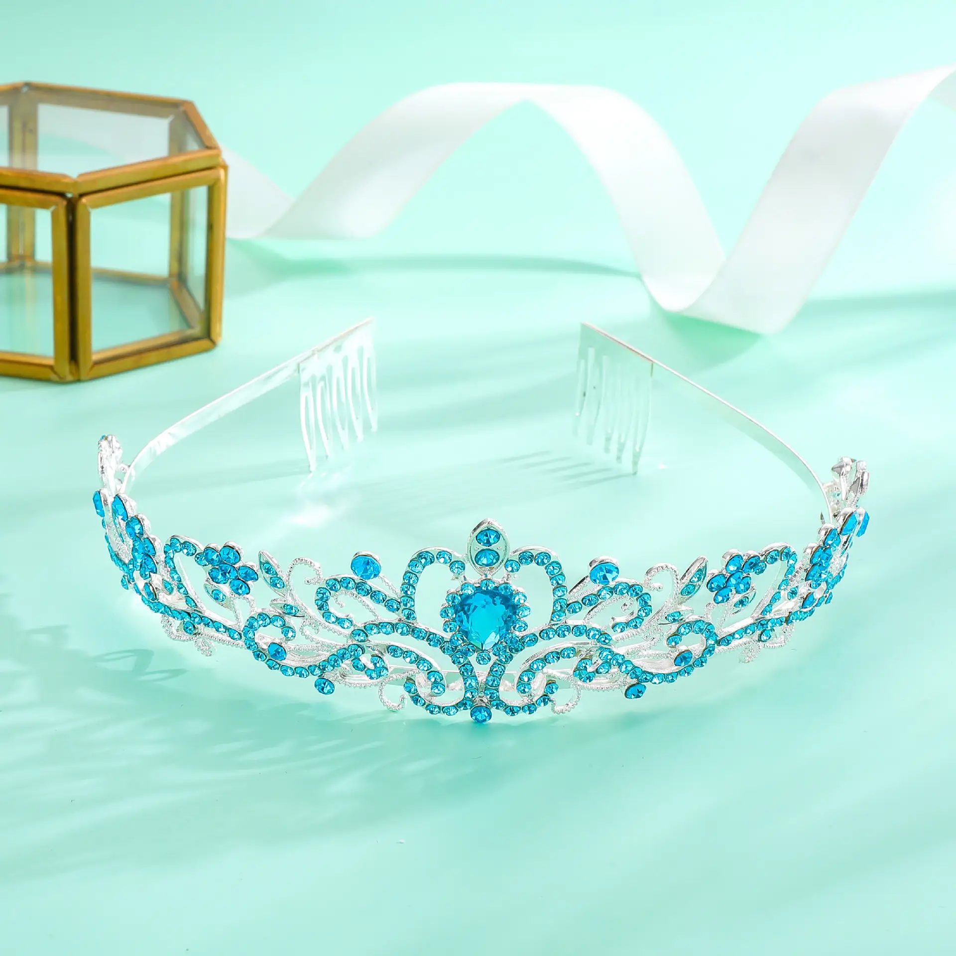 Purple Crystal Bridal Crown Hair Accessories - Image 23