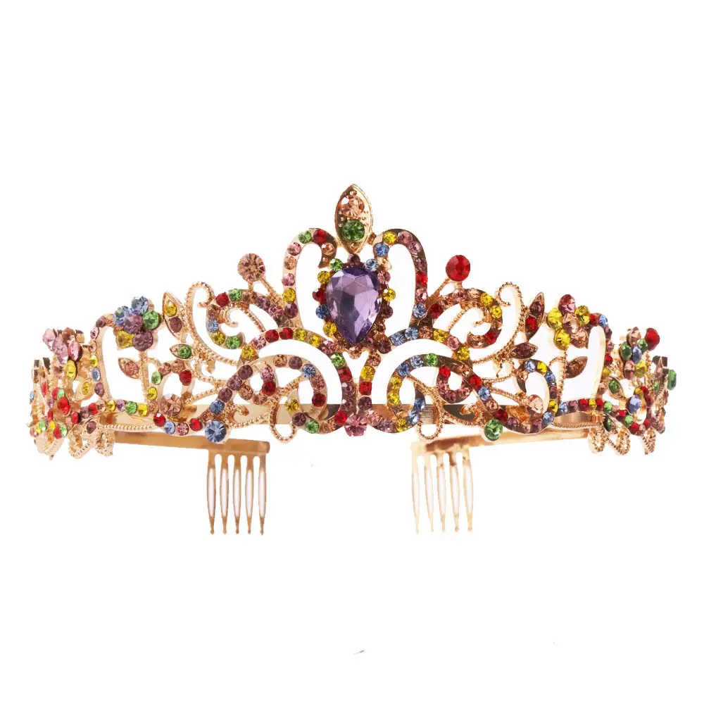 Purple Crystal Bridal Crown Hair Accessories - Image 17