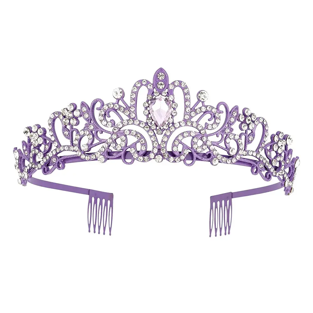 Purple Crystal Bridal Crown Hair Accessories - Image 20