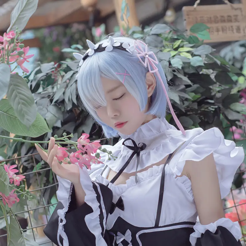 Remrem Ram Cosplay Maid Dress Large Size White Black - Image 6