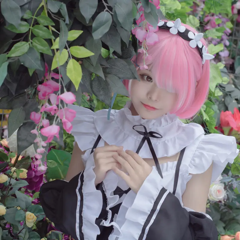 Remrem Ram Cosplay Maid Dress Large Size White Black - Image 7