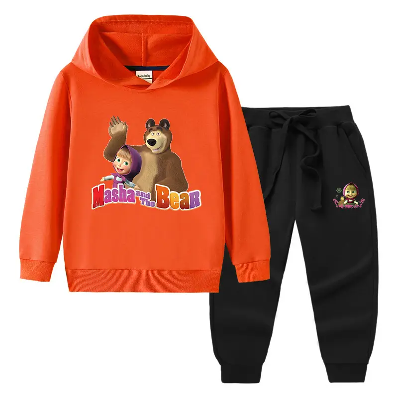 2023 Kids Hooded Sweatshirt Trousers Set Yellow Grey Cotton - Image 11
