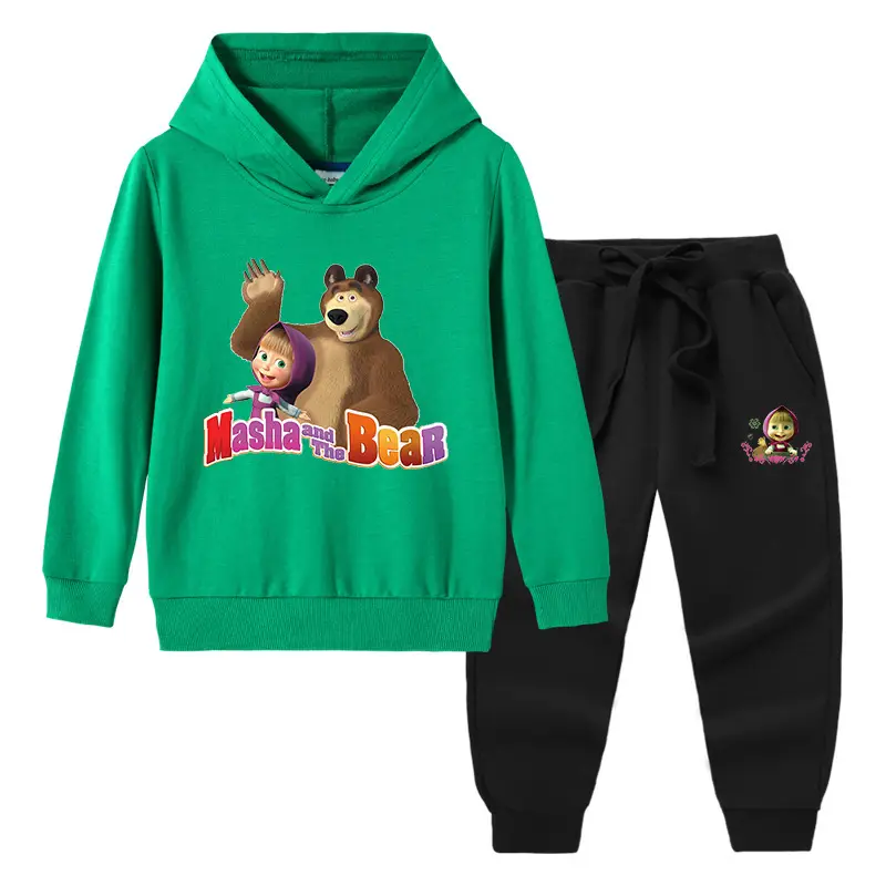 2023 Kids Hooded Sweatshirt Trousers Set Yellow Grey Cotton - Image 13