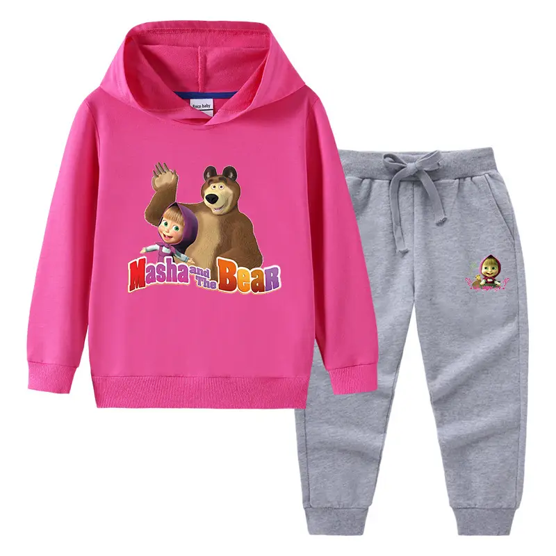 2023 Kids Hooded Sweatshirt Trousers Set Yellow Grey Cotton - Image 16