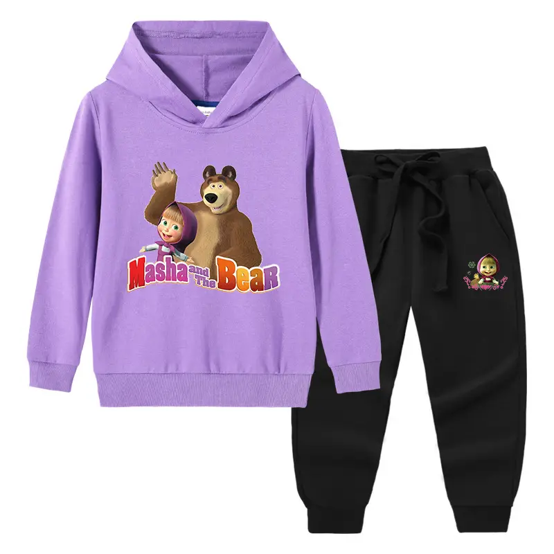 2023 Kids Hooded Sweatshirt Trousers Set Yellow Grey Cotton - Image 17
