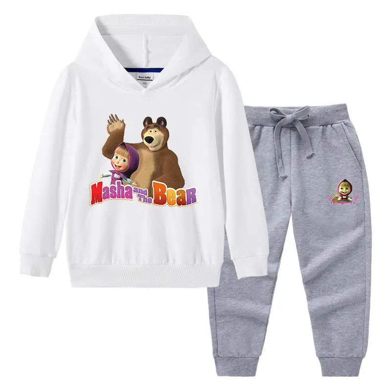 2023 Kids Hooded Sweatshirt Trousers Set Yellow Grey Cotton - Image 20