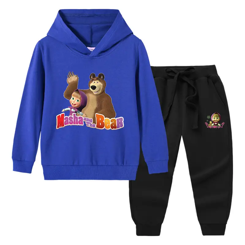 2023 Kids Hooded Sweatshirt Trousers Set Yellow Grey Cotton - Image 3