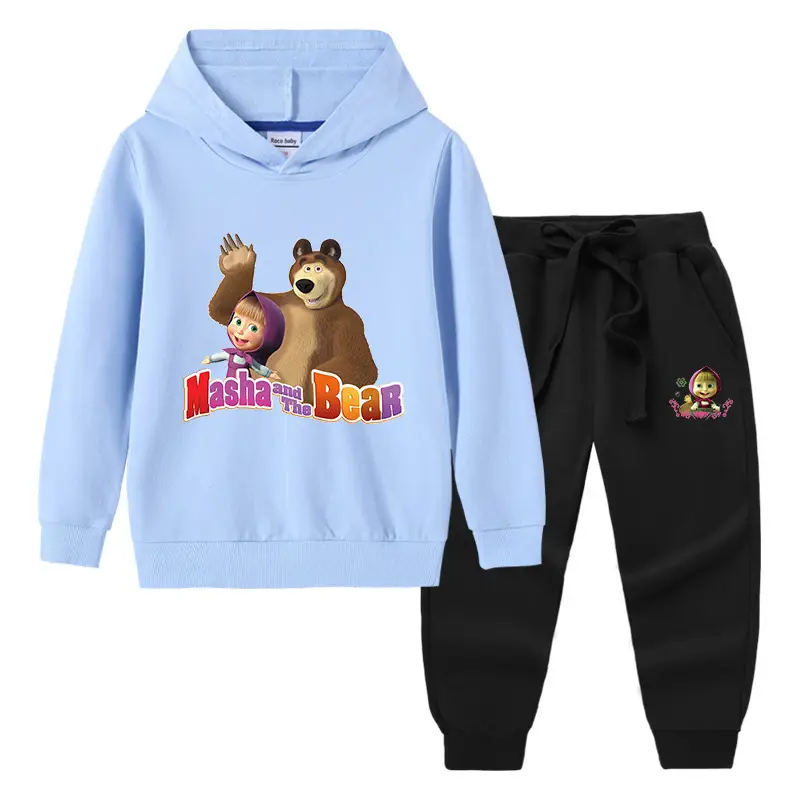 2023 Kids Hooded Sweatshirt Trousers Set Yellow Grey Cotton - Image 7