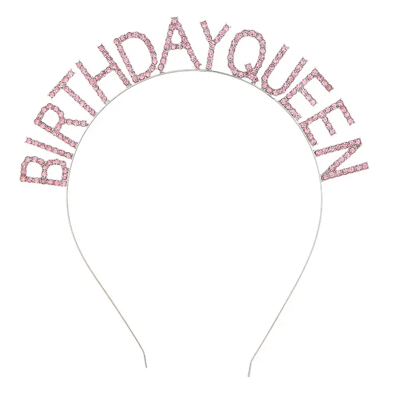 Crystal Birthday Queen Headband Pink Sparkly Hairband - Image 5