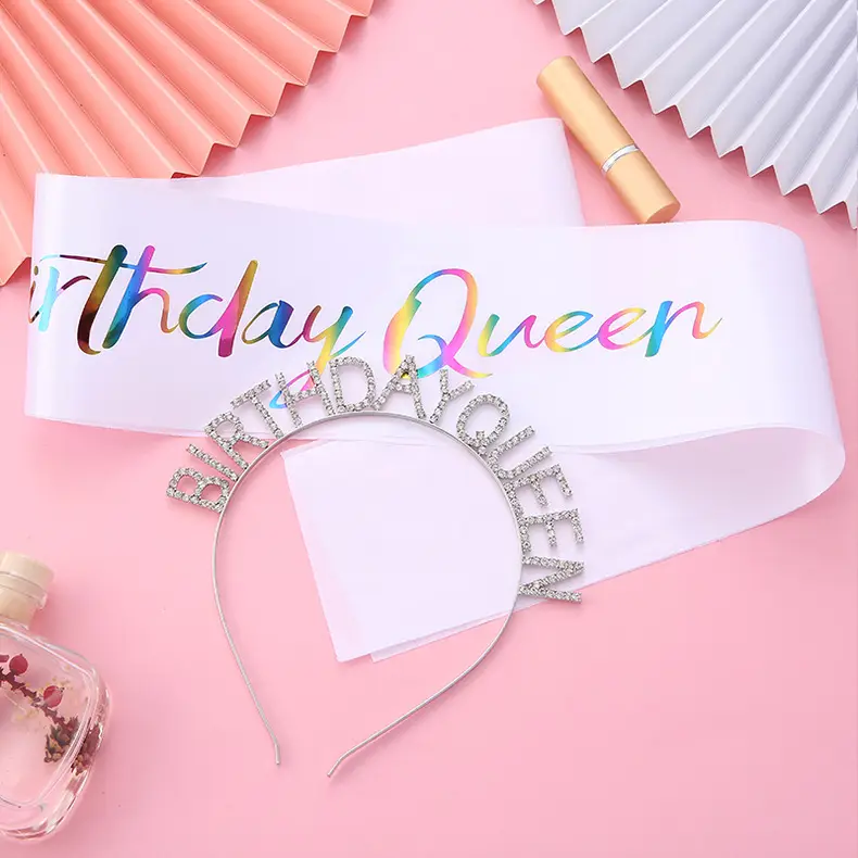 Crystal Birthday Queen Headband Pink Sparkly Hairband — feature 61