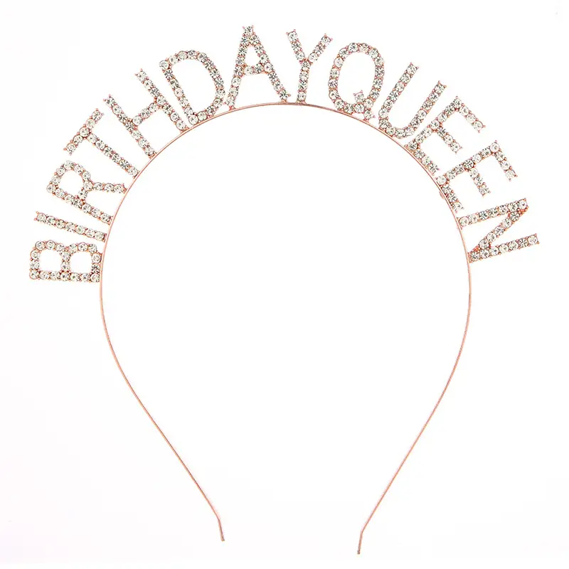 Crystal Birthday Queen Headband Pink Sparkly Hairband - Image 3