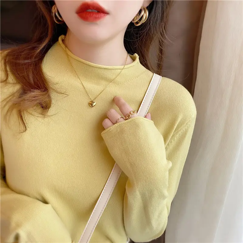 Women's Yellow Turtleneck Sweater Large Winter Wear - Image 3