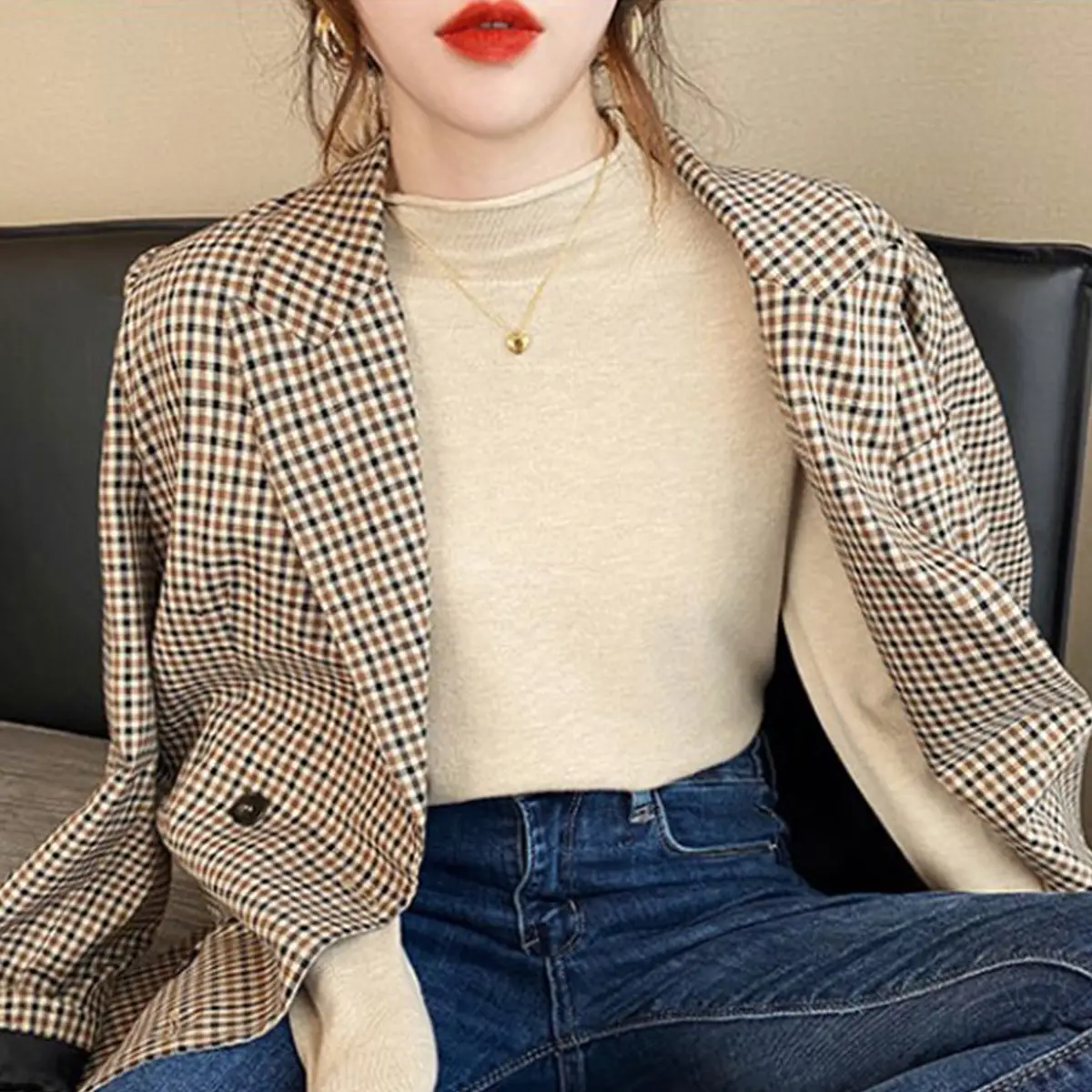 Women's Yellow Turtleneck Sweater Large Winter Wear - Image 7