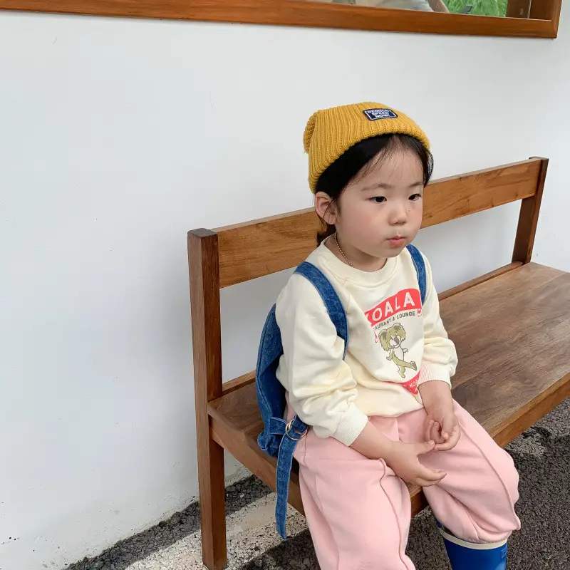Korean Kids Letter Print Sweatshirt Set Spring Autumn Loose Casual - Image 4