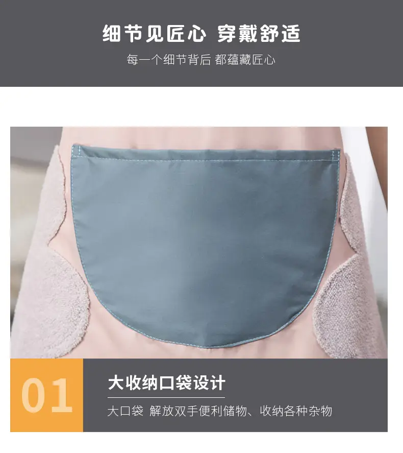 Cute Cartoon Apron Blue Waterproof Oil Proof 65x72 — feature 21
