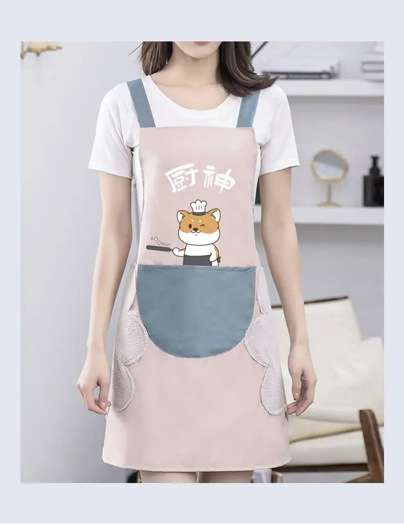 Cute Cartoon Apron Blue Waterproof Oil Proof 65x72 — feature 26