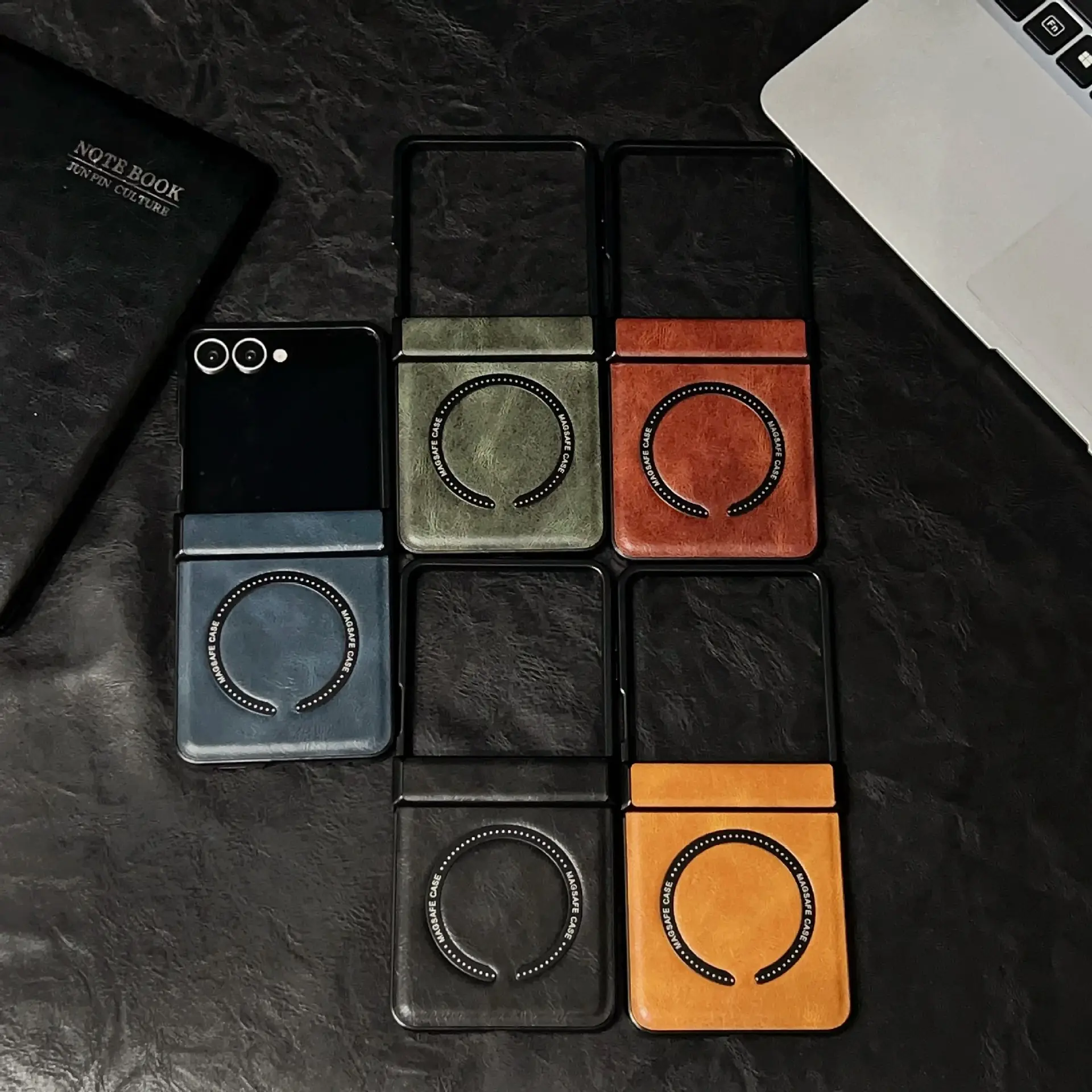 Retro Leather Magnetic Foldable Phone Case for Men Women — feature 1