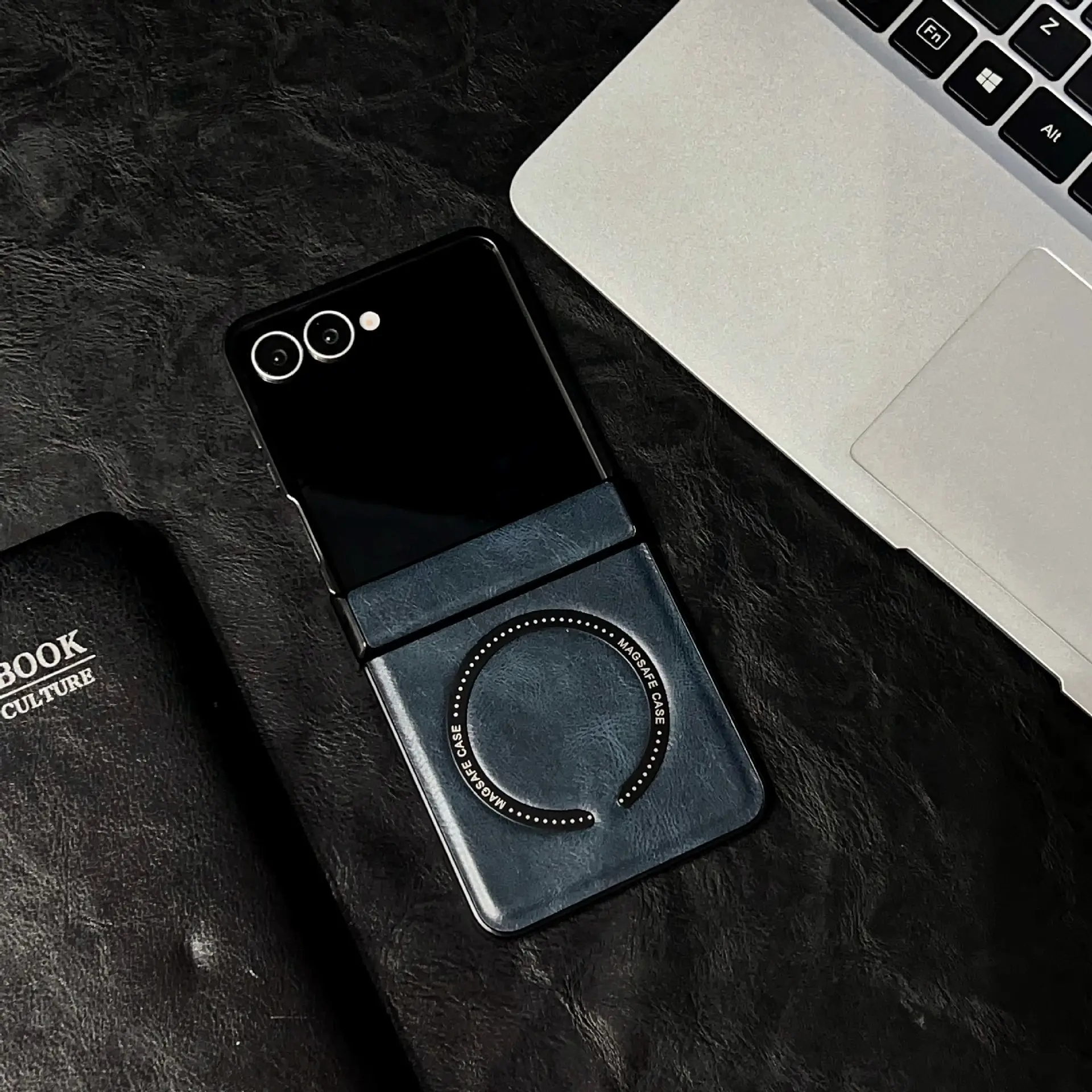 Retro Leather Magnetic Foldable Phone Case for Men Women — feature 2