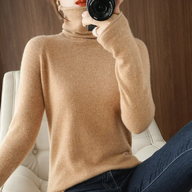 Women's Green Knit Turtleneck Long Sleeve - Image 16
