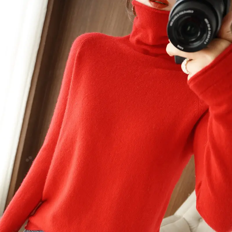 Women's Green Knit Turtleneck Long Sleeve - Image 17
