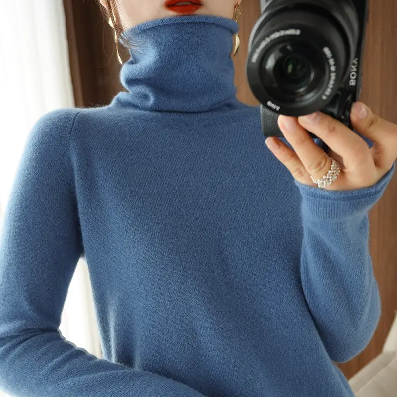 Women's Green Knit Turtleneck Long Sleeve - Image 18