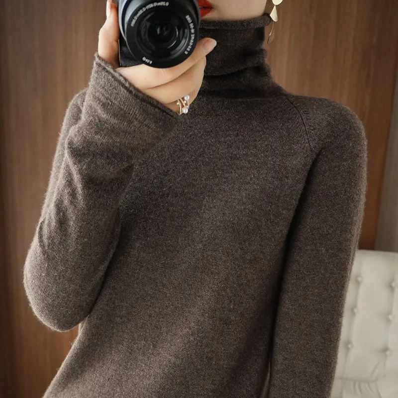 Women's Green Knit Turtleneck Long Sleeve - Image 12