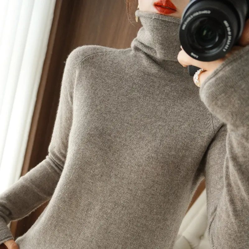 Women's Green Knit Turtleneck Long Sleeve - Image 13