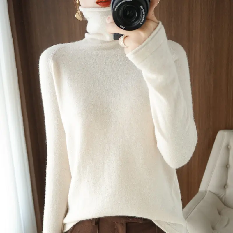 Women's Green Knit Turtleneck Long Sleeve - Image 8