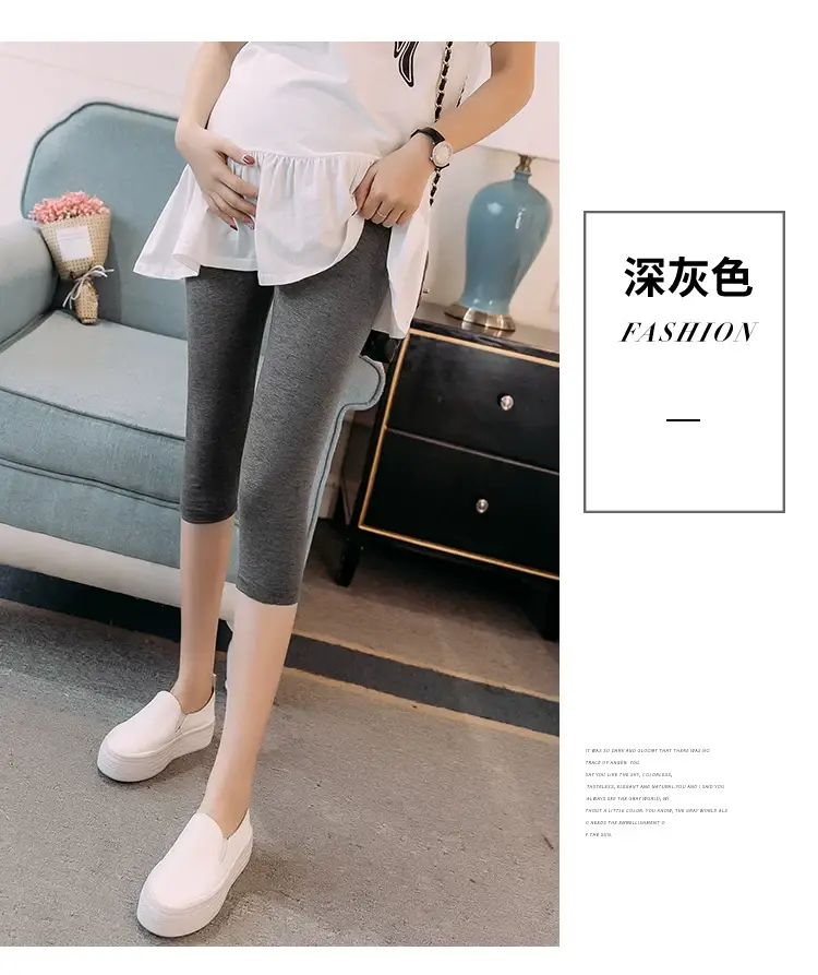 Pregnant Women's Black Elastic Leggings Summer Capri Pants — feature 18