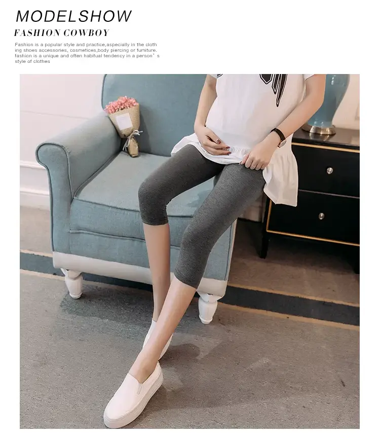 Pregnant Women's Black Elastic Leggings Summer Capri Pants — feature 20