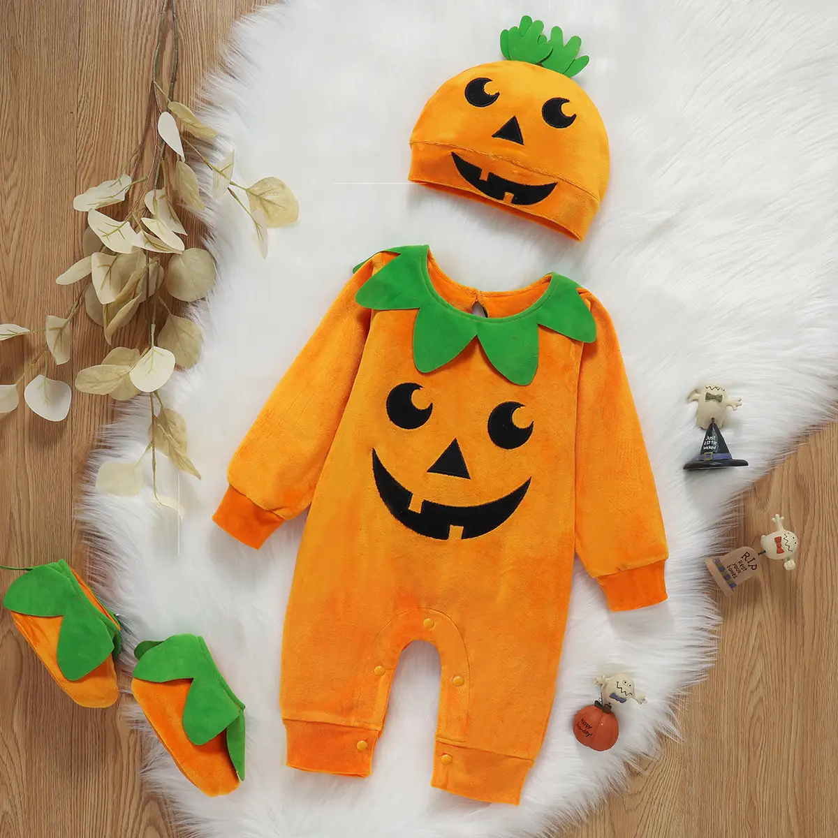 Halloween Pumpkin Hat & Long Sleeve Suit for Kids - Image 4