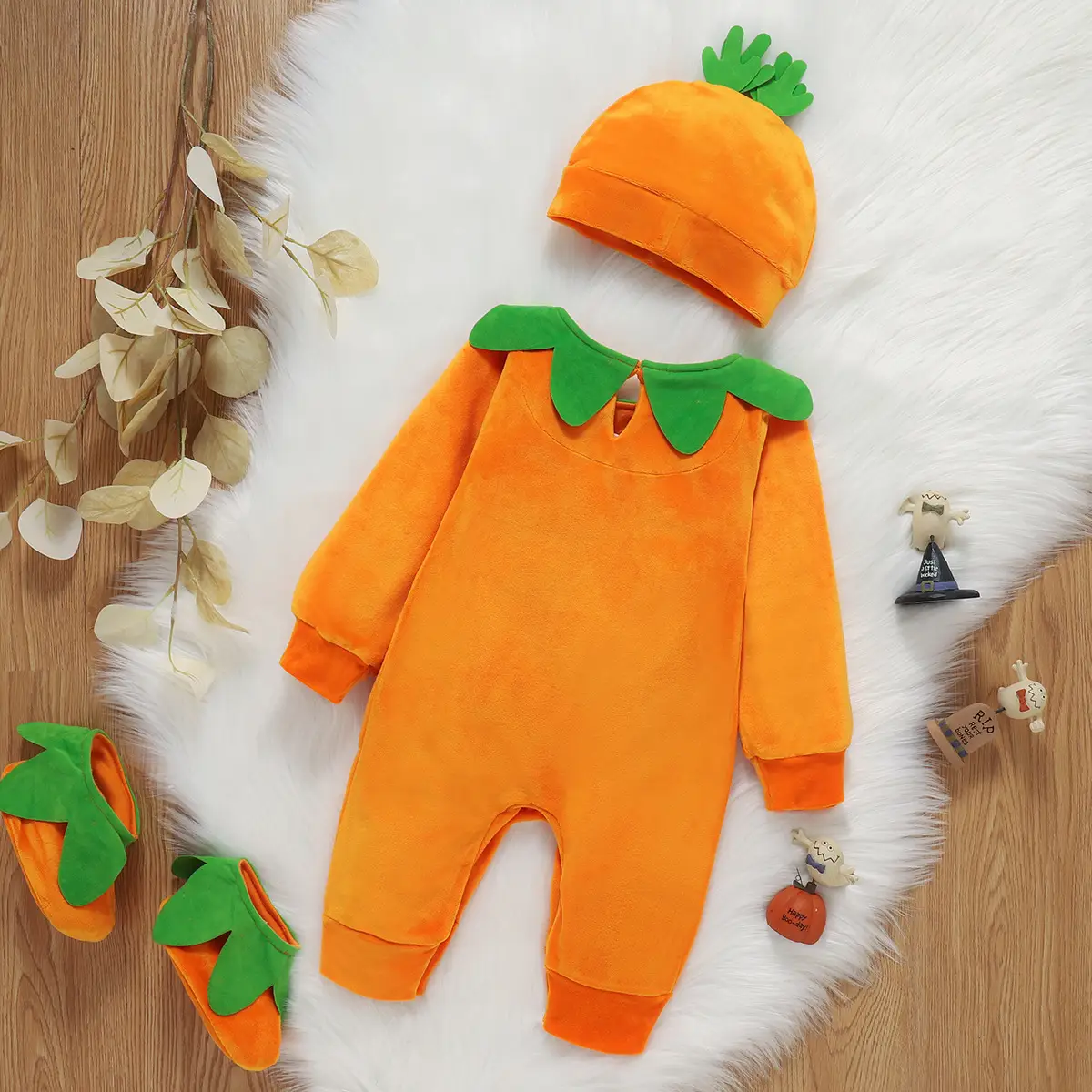 Halloween Pumpkin Hat & Long Sleeve Suit for Kids - Image 5